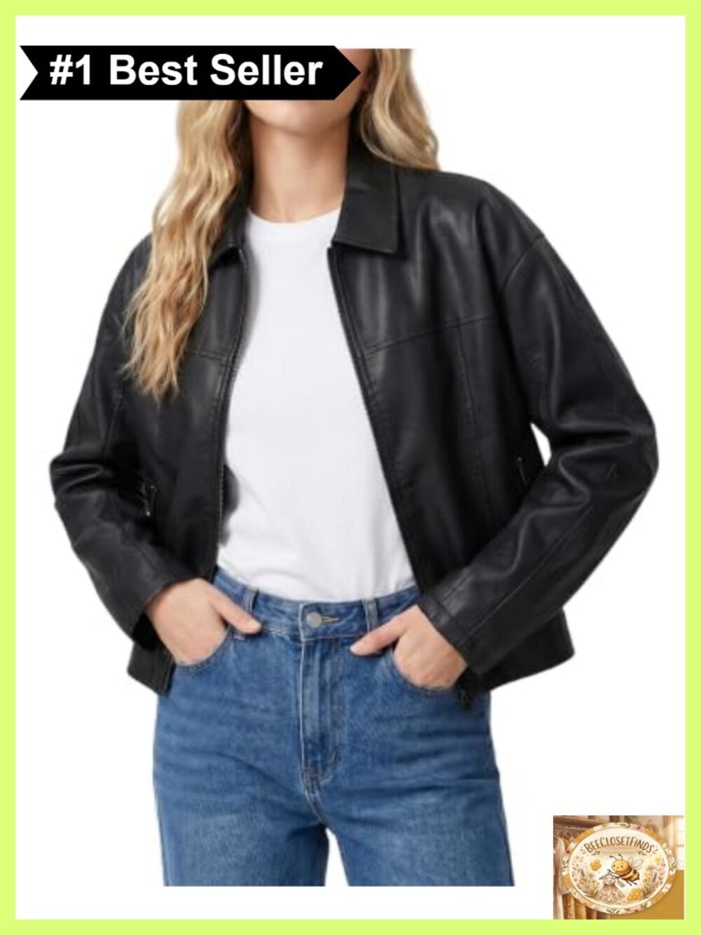 Faux Leather Jacket Women's Zip-Up Bomber Moto Biker Casual Outerwear